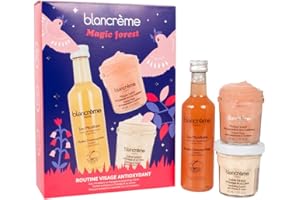BLANCREME Blancrème | Coffret Cadeau Routine Visage Antioxydant Grenade Cranberry - Eau Micellaire, Sorbet Exfoliant et Masque Visage