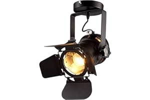 JORUNHE Luminaria de techo vintage E27 Spot Light Industrial Spot Wall/luz de techo Iluminación colgante de metal ajustable (Fixed)