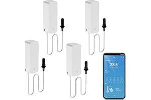 PHOVOLT Termómetro inteligente, higrómetro, sensor de temperatura WiFi con sonda externa, termómetro con función meteorológica, medidor de humedad para congelador, acuario, alarma de aplicación, monitor