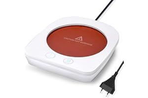 JICHENFANG Chauffe-café et Chauffe-Tasse avec 3 Réglages de Température, Mug 20 W pour Tasses électriques, Plaque Chauffante à Café avec Arrêt Automatique après 4 Heures (White)