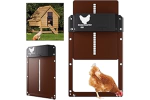 Yoarmyt Nouveau Porte Automatique Poulailler, Automatique Etanche avec Capteur de Lumière Porte De Poulailler Automatique à Induction à Pile