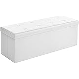 SONGMICS Cassapanca Contenitore 120L, Pouf Contenitore, Panca Poggiapiedi Pieghevole, Capacità di Carico di 300 kg, Seduta Im