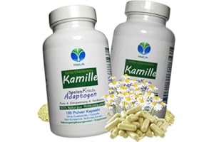 VITALLIFE Echte KAMILLE Chamomilla Kamillenblüten 360 (2x180) Kapseln - MAGEN & DARM - Adaptogen + Seelenkraut für ENTSPANNUNG. 100% NATUR PUR - OHNE ZUSATZSTOFFE. 27120-4
