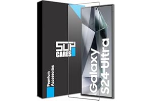SupCares Tempered Glass for Samsung Galaxy S24 Ultra (6.8 Inch) With Installation Kit | Military-Grade Gorilla Screen Protector | Edge to Edge Coverage | Black