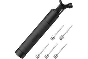 MOTORENBAU Ballpumpe mit 5 Ballpumpennadeln, Handpumpensystem zum Aufpumpen, Passt für jeden Sportball Fußball, Rugby, Volleyball, Basketball, Soccer Ball - Schwarz