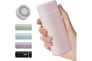 【Versión Mejorada】 Exllena Termo Pequeño 250ml – Botella Termica Pequeña con Diseño Compacto, Termo Cafe para Llevar, Ideal para Viaje, Oficina y Aire Libre(Rosa)