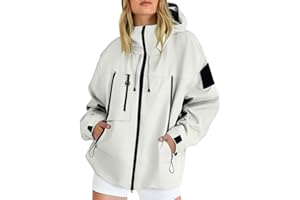 KILOXYEFRO Regenjacke Damen Wasserdicht Lange Atmungsaktiv Regenmantel Gefütterte Windbreaker Übergangsjacke Outdoor Reißverschluss Wandern Softshelljacke