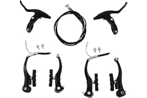 gohantee Complete Bike Brake Set, Black Brake Set Bike Brake Lever Front and Rear Inner and Outer Cables for Most Bicycle, Road Bike, Mountain Bike
