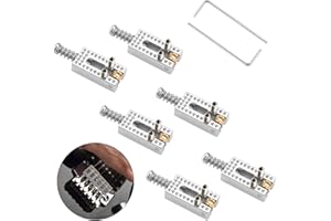 YUEYUAN Pont de guitare électrique 6 Pcs avec 2 Pcs clefs à molette, Selles de Pont de Guitare Remplacement Pièces détachées pour guitares électriques Bridge pour Guitare électrique（Argent）