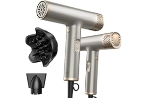 YAPOY Haartrockner Professionelles mit Diffusor Schnelltrocknendes 200 Millionen Ionen-Föhn mit 110.000 U/min Hochgeschwindigkeit Keine Hitzeschäden Intelligente Thermo-Kontrolle - Silber