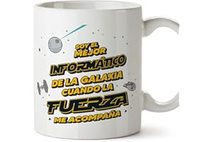 MUGFFINS Tazas para INFORMÁTICO hombre - En Español - Mejor de la Galaxia Cuando Fuerza me Acompaña - 11 oz / 330 ml - Regalo original y divertido