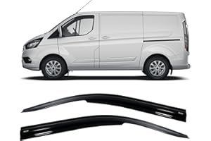 PINOCHUKKA COMPATIBLE WITH FORD TRANSIT CUSTOM [2012- On] Wind Deflectors Smoke Rain Deflectors Front 2 Pieces (Left + Right) [Stick-on]