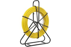 ‎CDZHLTG CDZHLTG Fischband Fiberglas Kabel Rad 130m Ø6mm Glasfaserstab inkl. Stahlhaspel Einziehhilfe Einziehband Fischband Rohr Rodder Rad