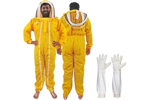 URBANSBEE Tuta Apicoltore Ventilata doppia cerniera Professionale Abito Apicoltura con Fantasia Cappello e ampia tasca per gli apicoltori contro le punture delle api Tuta Naturale traspirante