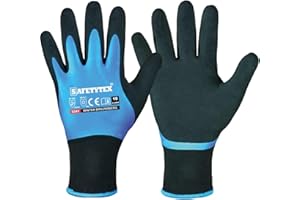 Safetytex Winter Arbeitshandschuhe - Wasserdicht gefüttert - Kälteschutz bis max. -30 °C - Doppelte Beschichtung Thermo Latex - Premium-Qualität (Gr.10, 1 Paar)