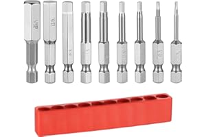 SZYILIDA 9 Set da Inserti per Avvitatore Professionali, Brugole Punte per Avvitatore, Inserti Esagonali 1/4'', Punte Avvitatore Esagonale, Cacciavite Esagonali Magnetiche, H1.5 H2 H2.5 H3 H4 H5 H6 H8 H10