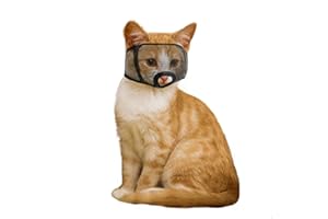 OHCOZZY Bozal para Gatos con Cubierta de Malla Suave, Mascara Bozal Protectora para Gato para Evitar Mordeduras Al Acicalar（M, Negro