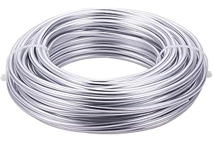 BENECREAT calibre 6 (4 mm) fil d'aluminium argenté 52 pieds (16 m) fil de sculpture en métal pliable pour modèle floral squelette fabrication d'art et travail de bijoux en perles