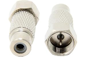 CHILDMORY 2Pcs F-Type Male Plug to RCA Female Jack RF Video TV Cable Adapter for Atari 2600/7800/Coleco/Commodore