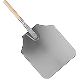Argon Tableware Aluminium Pizza Peel - Traditional Style 31 x 36cm Professional Pizza Paddle | 25cm Wooden Handle