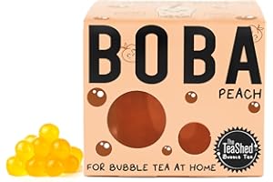 THE *TEASHED Peach Fruit Juice Filled Popping Boba | Bursting Pearls for Bubble Tea and Dessert Toppings | 150g 3 Servings | Vegan | By THE TEASHED