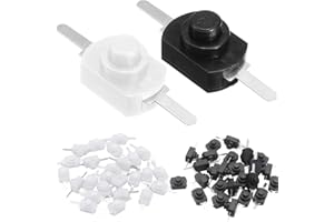 Xiatiaosann Mini Druckknopfschalter Self-Lock 2-poliger Mini-Ein-/Aus-Schalter für SMD-Taschenlampe Typ Lichtlampe Wandsteckdose DC 30 V 1 A (30 Stück weiß + 30 Stück schwarz)