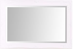 Select Mirrors Rhone Wall Mirror – French Vintage, Rococo Baroque Style, Chic Home Decor – 60cm x 90cm (2x3 ft) (White Matt)