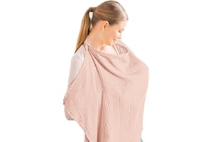 Jushion Musselin-Abdeckung zum Stillen von Babys,Stilltuch für Unterwegs,Stillumhang,Stillschal Stillschürze, Stillbezug mit starrem Reifen,Nursing Cover,Aprikose (Rosa)