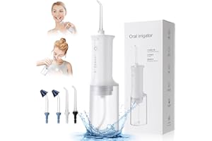 Geegear Munddusche Kabellos, 2 IN 1 Elektrische Zahnreiniger & Nasenreiniger mit 5 Modi und 4 Sprühdüsen Tragbare Wasserflosser für Zähne Wiederaufladbares Spülset IPX7 Wasserdicht