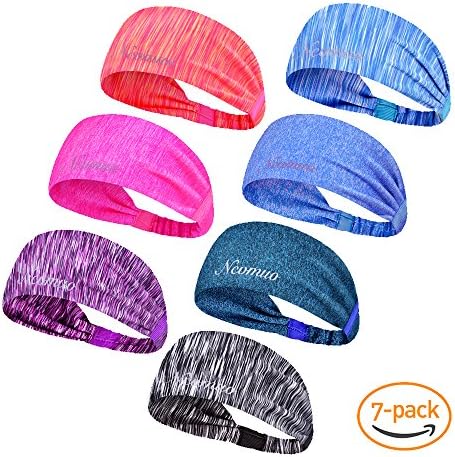 Sport Headband，Athletic Headband，Yoga Headbands, Sport Fitness Sweatband GYM NON Slip Wicking Stretchy Lightweight Crossfit Workout Running football Cycling Hiking Facial Men Women Unisex 7 Pieces
