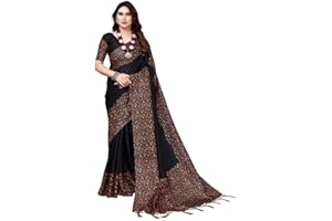 Satrani Damen-Sari aus Polyseide mit ungenähtem Blusenteil