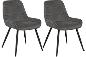 WOLTU Set of 2 Dining Chairs, Relaxing Chair Velvet, Chair for Bedroom, Living Room, Dining Room and Kitchen, Ergonomic Chairs with Backrest, Dark Grey, BH331dgr-2