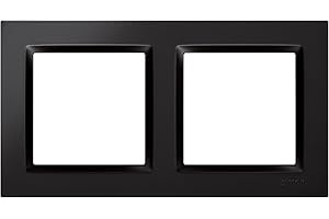 SIMON - Marco Interruptor de Pared, 2 Elementos, Compatible con Mecanismos Simon 10, Apto para Interiores, Fácil de Montar, Compatible con Pulsador, Comitador y Enchufe Schuko, Color Negro