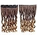 FESHFEN 24" Long Curly Ombre Two Tone Synthetic Hair Extensions Clip in on Hairpieces 5 Clips One Piece 3/4 Full Head Cosplay Party-for Women 8T27 Medium Ash Brown to Strawberry Blond