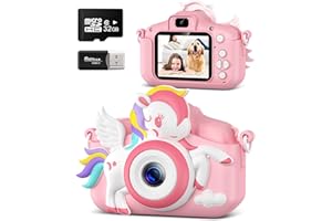 GREENKINDER Camara Fotos Infantil, 2.0 Pulgadas HD Selfie Video Camara Fotos Niños, Cámara Digital para Niños con 32GB TF Tarjeta, Regalos Ideales de 3-12 Años para niños