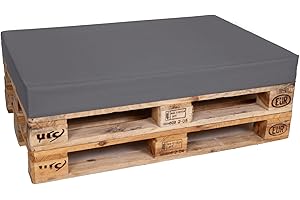 ‎TEXDEKO TexDeko® Palettenkissen 120 x 80 x 12cm Wasser-& schmutzabweisend Abnehmbarer Bezug mit Reißverschluss waschbar gepolstertes Sitzkissen für Europalette Palettenpolster (Grau)
