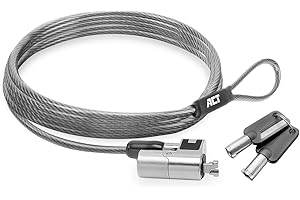 ‎ACT ACT Laptop Schloss Sicherheitskabel 2m, Keyed Cable, Nano Slot Notebook Schloss, Schwenkbarer Schlosskopf, Laptopschloss HP, Tragbares Anti-Diebstahl Kabel - AC9030