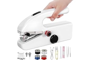 GUIRFLY1N1 Mini Electric Sewing Machine, Small Portable Handheld Sewing Machines for Beginners, Quick Hand Stitching Machine for Fabrics & DIY Clothes Home and Travel, Compact & Lightweight
