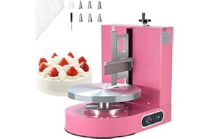 VEVOR Machine à Glacer les Gâteaux 4-12 pouces, Machine à Lisser Crème à Faible Bruit, Plateau Tournant avec Grattoir Réglable, Vitesse de Rotation de 25 à 320 tr/min, Lisseur pour Pâtisserie, Rose