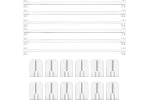 ELALOVE 6PCS Bastone Tenda Estensibile Regolabile 30-50cm, Asta Telescopica per Tende a Vetro Porta Finestra con Ganci Adesivi per Tende da Interno Senza Fori per Cucina Bagno Armadio