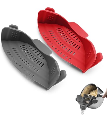 Fisura Colino A Forma Di Gatto Mezzaluna - Scolapasta Originale In ABS 33 Cm Per Pasta E Verdura - Multiuso E Salvaspazio - 2