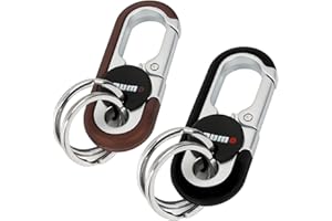 Qiyiche 2 Stück Schlüsselanhänger Karabiner, Auto Schlüsselanhänger mit 4 Schlüsselring, Rostfreier Stahl Schlüsselkarabina, Mini-Outdoor-Werkzeuge, Unisex