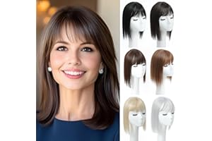 Yamel Hair Topper with Bangs 3 Clips Mocha Brown 12 Inch Synthetic Wiglets Natural Hairpieces for Thinning Hair