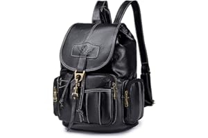 SPAHER Mochila Mujer Anti-robo Mochila de Cuero PU Casual Mochila para Mujer Bolso Mujer Bandolera Bolsa de Mano Retro Impermeable Mochila de Viaje Negro Daypack de Escuela para las Niñas