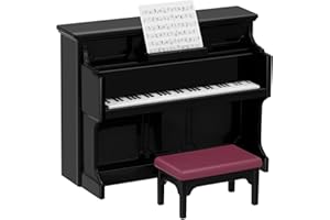 Toddmomy Klavier Miniatur Deko, Miniature Piano & Hocker FüR Puppenhaus ZubehöR Micro Landschaft Fee Garten,Schwarz