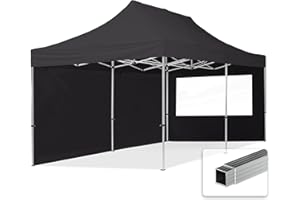 TOOLPORT Tente Pliante 3x6 m - 2 côtés Aluminium Barnum Chapiteau Pliant Tonnelle Stand Paddock Réception Abri PES300 Noir