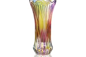 TEMPFOO Vaso Fiori Decorativo da Interno - Soprammobili Moderni, Vasi Vetro Decorativi in Grande Alto Cristallo Colorato, Centrotavola Moderno Design per Decorazioni Casa, Idee Regalo Donna Compleanno Natale