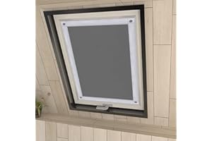 Eurohome 100% Verdunkelung Dachfenster Rollo ohne Bohren Sonnenschutz Verdunkelungsrollo mit Saugnäpfen für Fenster Grau 37x78 cm