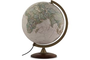 TECNODIDATTICA - Globo Terráqueo NATGEO Explorer Executive 30 | Cartografía National Geographic Executive | Base de Madera de Haya | Iluminado | Texto en Español | Diámetro 30 cm