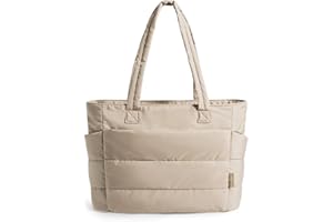 bagsmart Torebka damska Puffy Tote Bag torba na ramię, 20 l, torba robocza z zamkiem błyskawicznym, lekka torebka do pracy, podróży, na zakupy, do szkoły